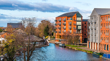 A view towards the Shropshire Union Canal basin in the city of Chester, Cheshire, UK