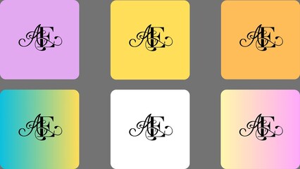 Elegant, modern AE letter monogram logo set in assorted colors. Ideal for luxury branding, wedding invitations, and fashion. Vector illustration. (6 in 1 bundle)