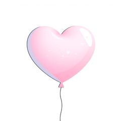 Pink heart-shaped balloon floating on a white background as a symbol of love and romance. Valentine&rsquo;s Day decoration and romantic celebration concept.