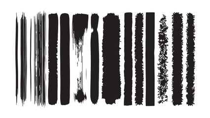 Hand-drawn paint brush strokes with ink splatter, grunge lines, and dirty overlay textures. Watercolor scribble black splashes, scratch smears, and artistic borders. Isolated vector set..eps