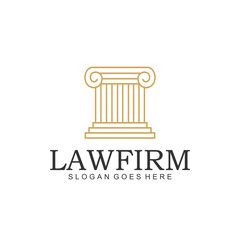 Simple Elegant Pillar Outline Logo Template. Simple Law Logo