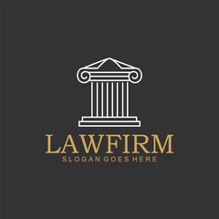 Simple Elegant Pillar Outline Logo Template. Simple Law Logo