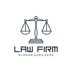 Scales Logo Design Template. Simple Law Logo