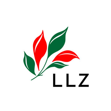 Modern Nature Inspired Logo with Red and Green Leaves, LLZ Later Logo, Abstract Botanical Logo with Elegant Typography ,

