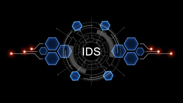 Internet, business, Technology and network concept. IDS Software concept as an innovation. Virtual button on black background. 4k video