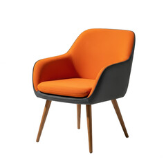 Fototapeta premium Modern orange armchair isolated on transparent background