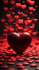 Obraz premium Red hearts floating in space
