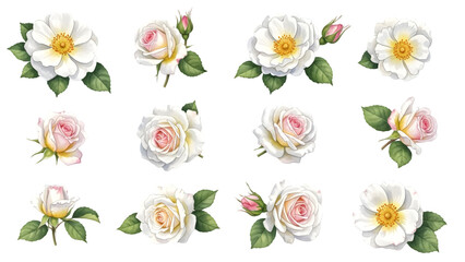 White roses isolated on transparent background