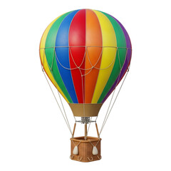 Fototapeta premium Rainbow Hot Air Balloon in Vibrant Colorful Illustration with White Background for Travel Advertising