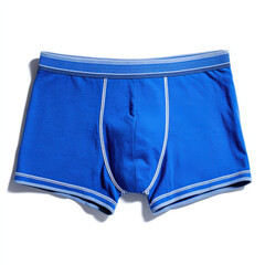 Comfortable Blue Cotton Boxer Briefs Isolated on White Background