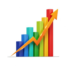 Fototapeta premium Colorful progress chart arrow isolated on transparent background