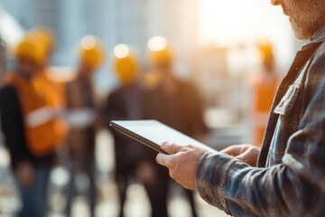 Workers Collaborating with Digital Construction Tools