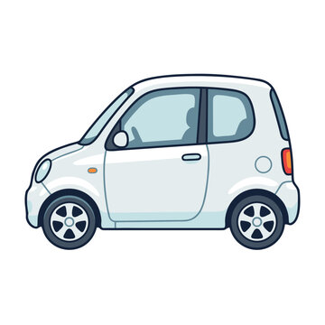 White Cartoon Car Illustration.