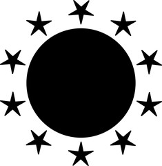 Minimal Cosmic Emblem with a Bold Black Circle Surrounded by Stars Creating a Powerful Abstract Space Inspired Symbol for Modern Branding Logo Design and Creative Visual Art