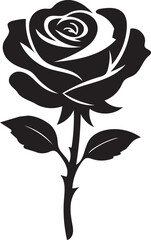Elegant Black Rose Silhouette Vector &ndash; Minimalist Floral Icon for Tattoo, Logo & Decor
