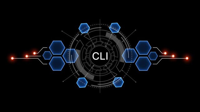 Internet, business, Technology and network concept. CLI Software concept as an innovation. Virtual button on black background. 4k video