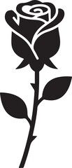 Elegant Black Rose Silhouette Vector &ndash; Minimalist Floral Icon for Tattoo, Logo & Decor