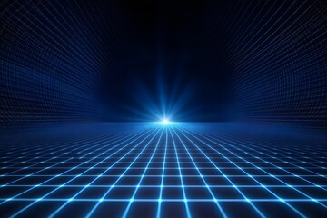 Infinite grid of radiant blue light
