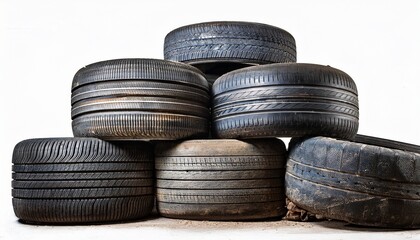 Obraz premium Pile Of Old Tires On Transparent Background