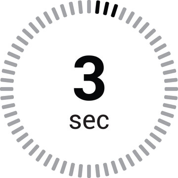 3 seconds timer stopwatch or countdown icon vector isolated on white background