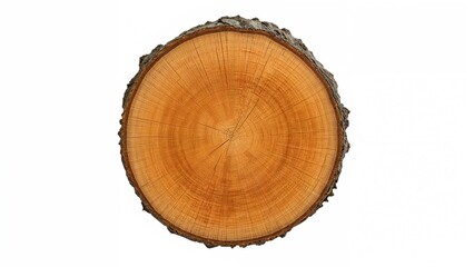 A cross-section of a tree trunk showing growth rings and bark.