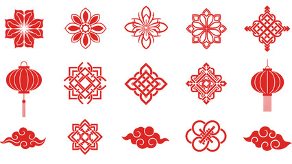 Chinese New Year Lanterns and Decorative Symbols