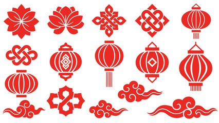 Traditional Chinese Lanterns and Cloud Patterns