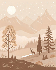 Fototapeta premium Scandinavian-style minimal background with warm beige tones, subtle texture, calm greeting card design
