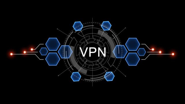 Internet, business, Technology and network concept. VPN Software concept as an innovation. Virtual button on black background. 4k video