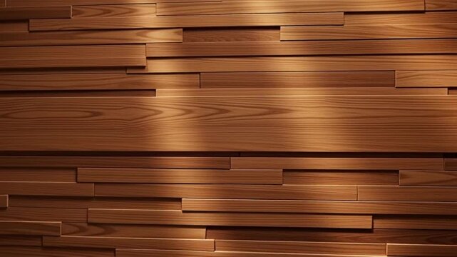 Natural wood wall texture background with horizontal planks and warm brown timber grain