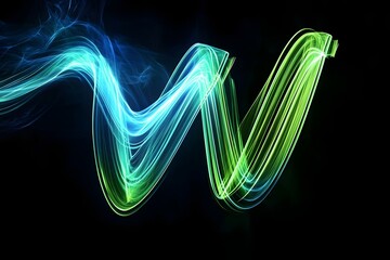 Vibrant light trails forming a zigzag pattern against a dark background