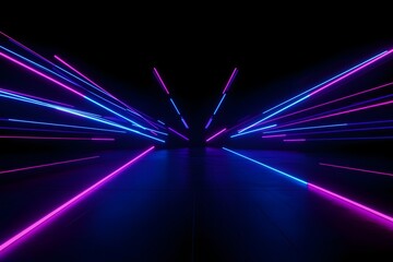 Infinite neon tunnel of blue and pink lights