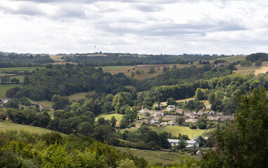 View of Woodchester and Nailsworth Valley from Rodborough Common in the South Cotswolds, Gloucestershire, United Kingdom