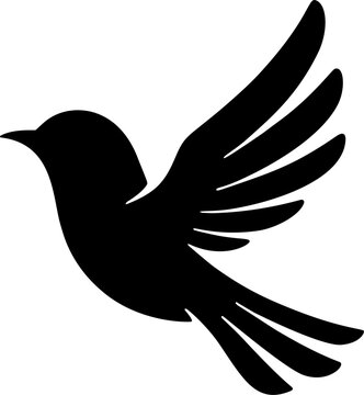 Black silhouette of flying bird with spread wings