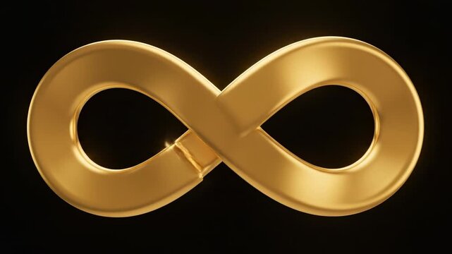 Abstract motion graphic animation of a single endless golden ribbon smoothly weaving and transforming into a seamless continuous loop structure technology, corporate, abstract