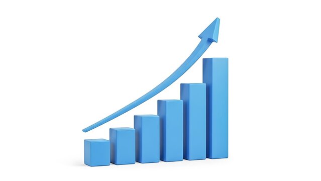 Growth demonstrated by rising bar graph - Powered by Adobe