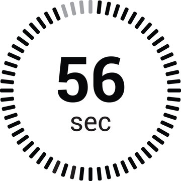56 seconds timer stopwatch or countdown icon vector isolated on white background