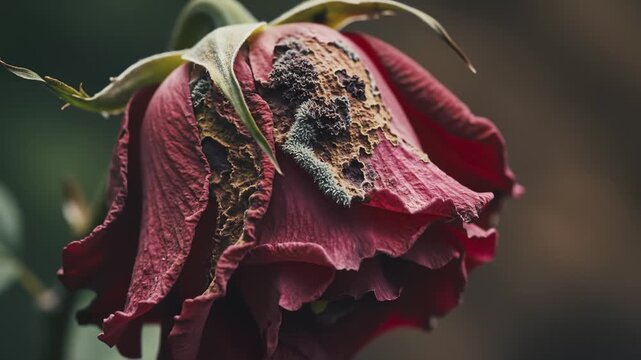 Close Up of a Wilting, Decaying Rose, Time Lapse
