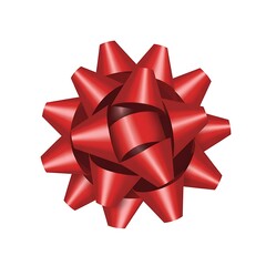 Red gift bow decoration isolated on transparent background