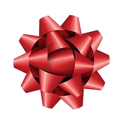 Red gift bow isolated on transparent background