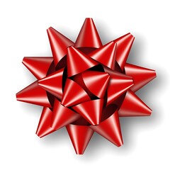 red gift bow on white background