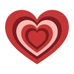 Red layered heart shape on transparent background