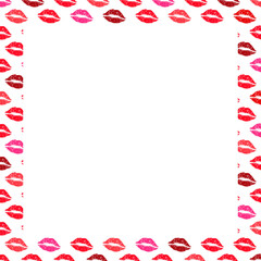 Kiss mark pattern frame background, lipstick color shade 