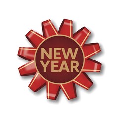 Red new year badge isolated on transparent background