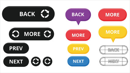 Previous and next navigation buttons vector set.eps