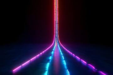 Vibrant neon lights converging in a futuristic display