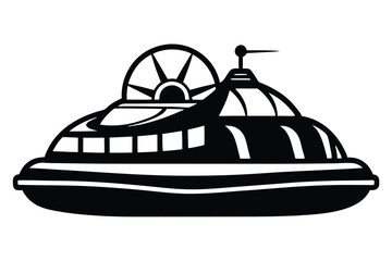 Fototapeta premium Military Style Hovercraft Silhouette, Tactical Amphibious Assault Vehicle Vector Illustration Isolated on White Background