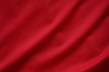 Close up of red football jersey sports clothing fabric texture.
