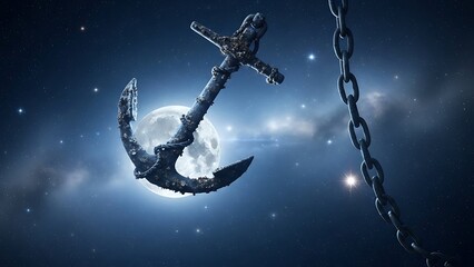 Mystical anchor in celestial night