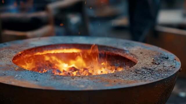 Closeup of a metal fire pit being sanded and painted showcasing the restoration process to prevent rust and ensure safe longlasting use.